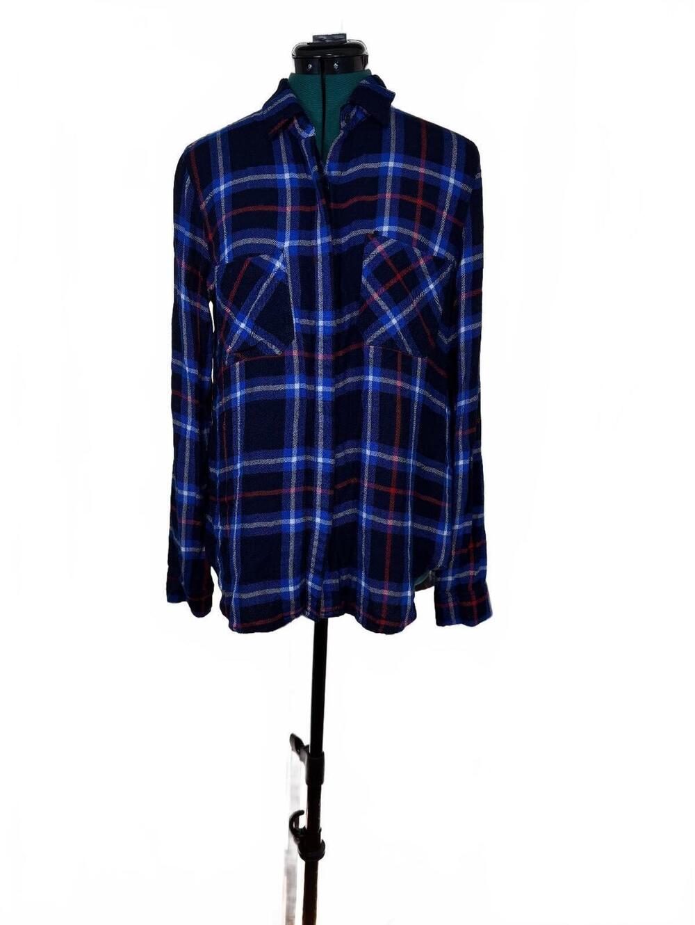 **Unpublished Plaid Hidden Button Open Back Shirt – Medium**